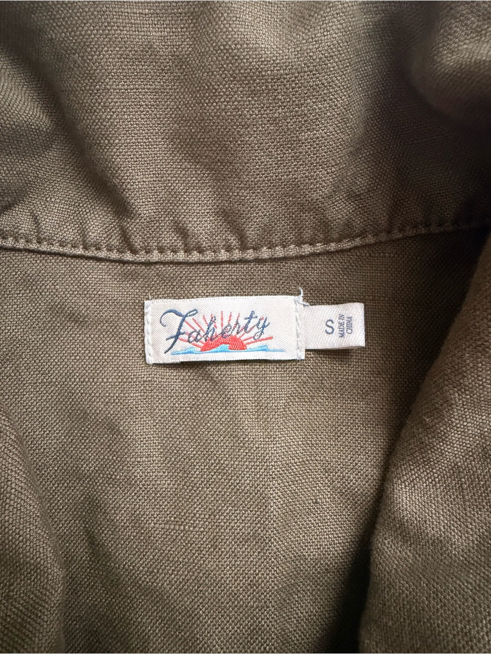 Faherty Palos Verdes Shirt Dress Olive Green Linen Blend Utility Dress Small - Picture 6 of 8